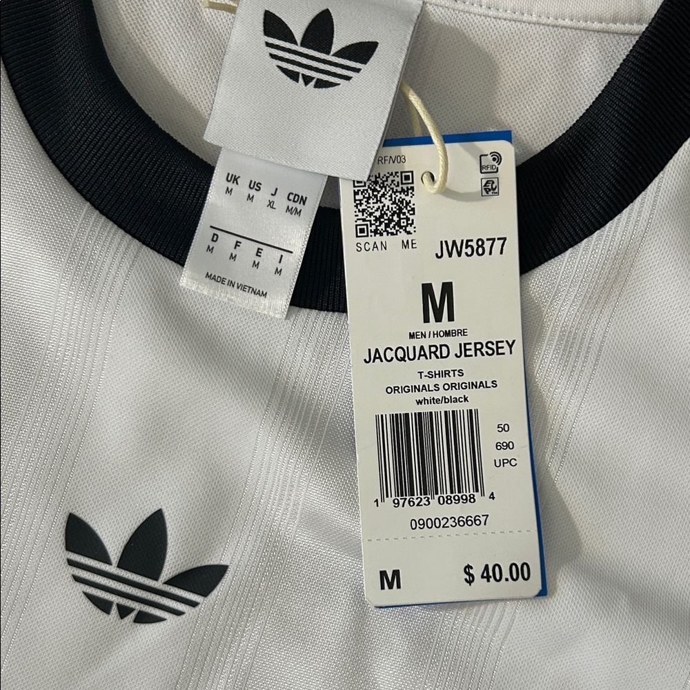 adidas White Short-Sleeve Trefoil Tee with Black Stripes - Picture 2 of 2